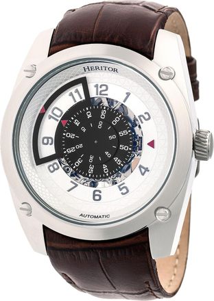 Heritor Daniels Semi-Skeleton Leather-Band Watch