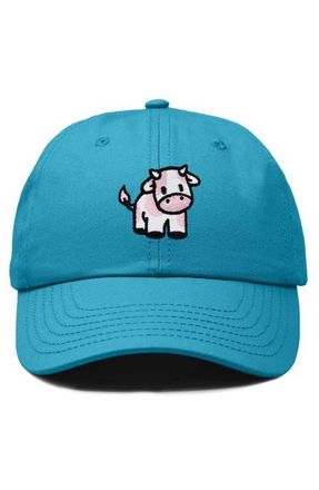Dalix Strawberry Cow Embroidered Cap in Teal at Nordstrom