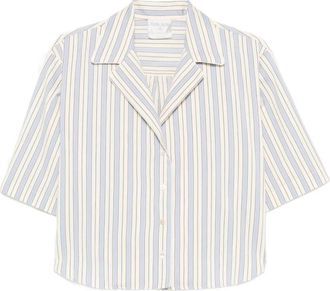 Forte_Forte Kortmouw Overhemd met Pinstripe - Dames - Overhemden - Veelkleurig - M - Katoen - Overhemden