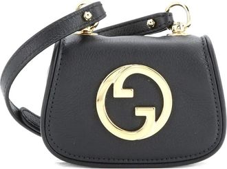 Gucci Blondie NM Card Case Wallet with Strap leren crossbodytas - Zwart