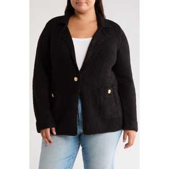 By Design River Boucl&eacute; Knit Cardigan in Black at Nordstrom Rack, Size 1X
