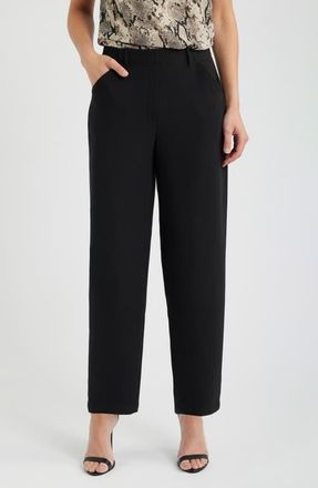 Anne Klein Flat Front Barrel Leg Pants in Anne Black at Nordstrom, Size 10