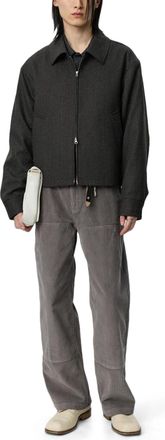 Mfpen Boxy Cropped Mail Jacket With Classic Collar And Zipper Closure
