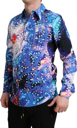 Dolce & Gabbana Mens Multicolor Luminarie Slim Martini Shirt Cotton