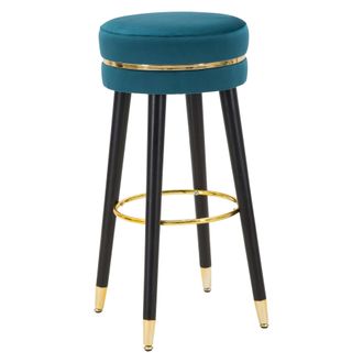 Dmora Silla Melnik, Tapizado De Terciopelo, Acolchado, Degradado Azul Petr&oacute;leo, 35x35x74h Cm Azul Petr&oacute;leo