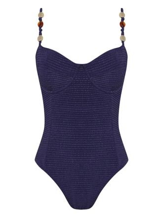 Brigitte beaded-strap swimsuit - Blue
