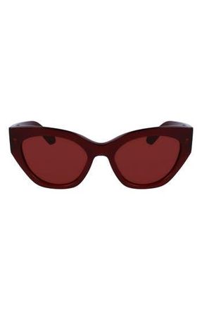 Ferragamo Classic Logo Tea Cup 55mm Cat Eye Sunglasses in Opaline Wine at Nordstrom Rack