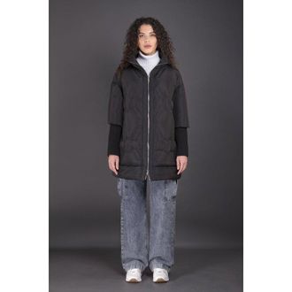 Moorer Womens Black Quilted Oversized Jacket, Size 40
