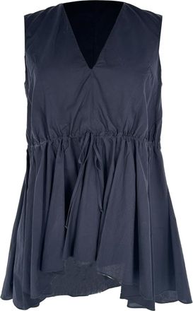 Marni Drawstring Peplum Top in Black Cotton
