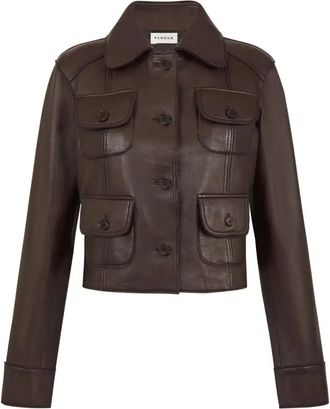 P.A.R.O.S.H. P.a.r.o.s.h., Jassen, Dames, Bruin, M, Bruine leren jas met knoopsluiting