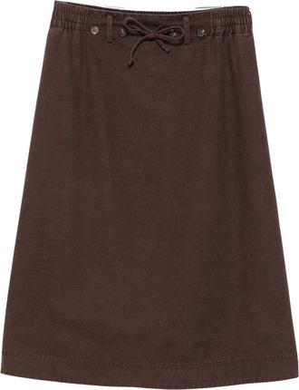 Golden Goose Brown Drawstring Button A-Line Midi Skirt