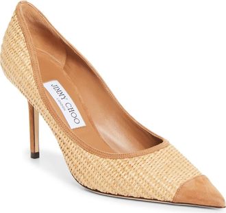 Jimmy Choo London Raffia Love Pump in Natural/Toffee at Nordstrom, Size 10.5Us