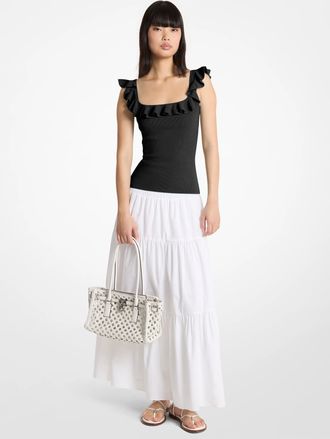 Michael Kors Ruffled Stretch Viscose Tank Top