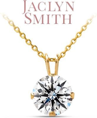 Jaclyn Smith 1 Carat Moissanite Solitaire Necklace In Yellow Gold With Free Chain