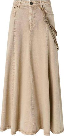 Pinko Hurghada Long Skirt In Beige Cotton