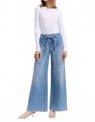 Flying Monkey Nicole Tie Waist Baggy Wide Jean In Clinquant