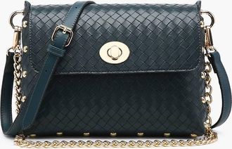 Jen & Co. Womens Yazmin Faux Woven Crossbody Bag In Dusk Blue