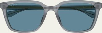 Gucci Mens Temple-Logo Square Sunglasses
