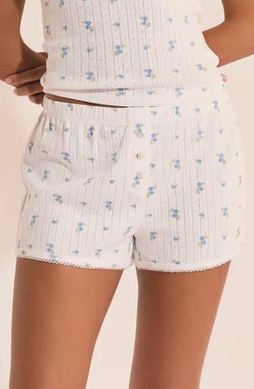 Etam Katell Pointelle Cotton Pajama Shorts in Ecru at Nordstrom, Size X-Large