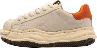 Generic Color Block Shell Toe Thick Soled Shoes with Comfortable and Breathable Stitched Leather Casual Sports Sneakers for Couples (Beige,5.5)