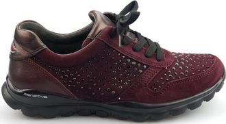 Gabor Rollingsoft Sensitive Merlot Rode Leren Su&egrave;de Sneakers - Dames - Sneakers - Rood - 37 1/2 EU - Su&egrave;de - Schoenen
