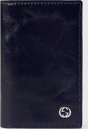 Gucci Card Case Wallet With Interlocking G, Blue, Leather