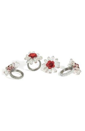 Tiramisu Crimson Radiance Set of 4 Napkin Rings in White/Red at Nordstrom Rack