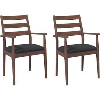 vidaXL Vidaxl - Sedie da Pranzo con Cuscini 2pz Marrone Legno Massello di Hevea