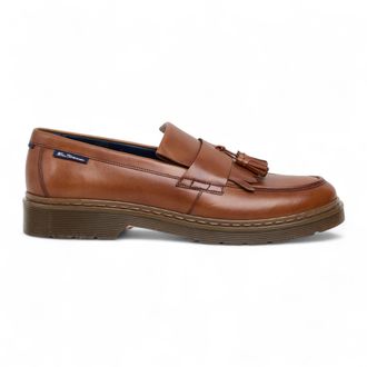 Ben Sherman Mens Tan Brown Leather Tassel Loafer Shoes - Dudley