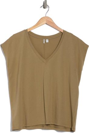 Nordstrom V-Neck Pima Cotton T-Shirt in Olive Sarma at Nordstrom Rack, Size X-Small Regular