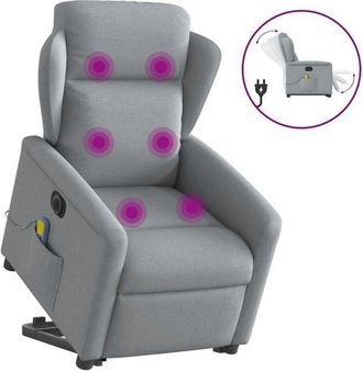vidaXL Vidaxl - Sill&oacute;n De Masaje El&eacute;ctrico Reclinable Elevable Tela Gris Claro