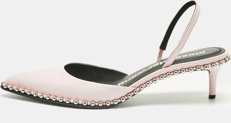 Alexander Wang Light Pink Leather Nova Studded Rina Slingback Pumps