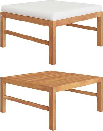 vidaXL Reposapi&eacute;s Con Coj&iacute;n Crema Madera Maciza De Teca Vidaxl