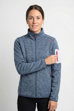 F.lli Campagnolo Strickfleecejacke CMP KNITTED MELANGE FLEECE WOMAN JACKET, Damen, Gr. 34, space, sky bl, Strick, Obermaterial: 100% Polyester, normal, eingefasste Kan