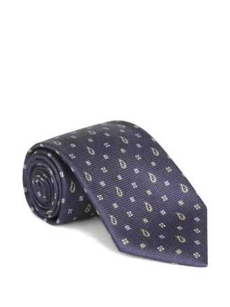 Brioni Stropdas met paisley-print - Blauw