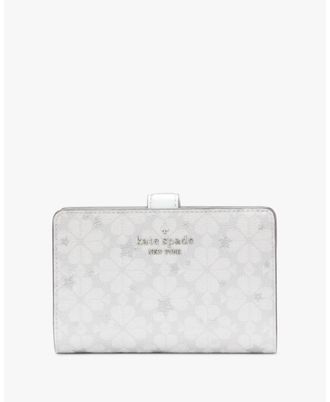 Kate Spade New York Womens Flower Star Toss Medium Compact Bifold Wallet - Grey - One Size