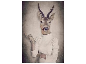 Schubiger M&ouml;bel Digitaldruck auf Glas Rehbock mit Pullover