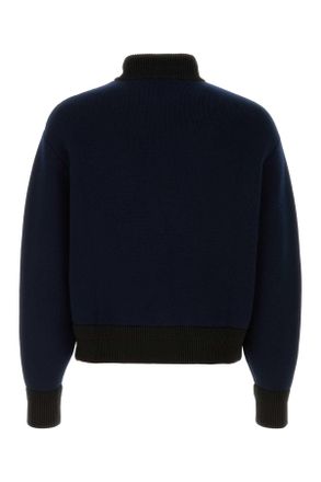 Jil Sander Mens Dark Blue Wool Blend Cardigan Nightfall Lana Polipropilenica Maglieria