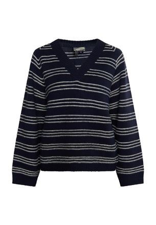 Dreimaster Dreimaster Gebreide trui Dames marine wol wit