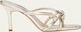 Loeffler Randall Margi Metallic Bow Stiletto Slide Sandals