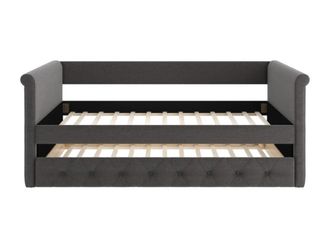 VENTE-UNIQUE.COM Cama nido poli&eacute;ster gris 90 x 190 cm