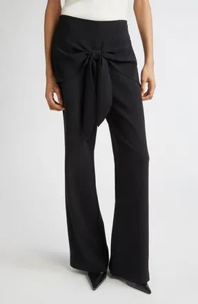 Cinq &agrave; Sept Lilas Tie Front Flare Leg Pants in Black at Nordstrom Rack, Size 0
