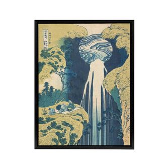 Artery8 Hokusai Amida Waterfall Japanese Framed Canvas Wall Art Print | Size: W24 x H32