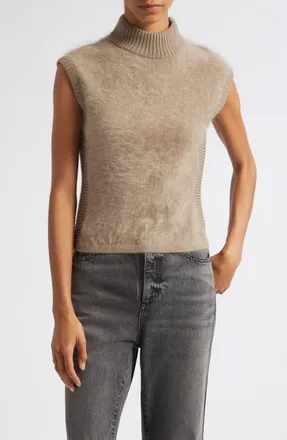 Toccin Sabina Mock Neck Cashmere Sweater Tank in Taupe Melange at Nordstrom, Size Xx-Small