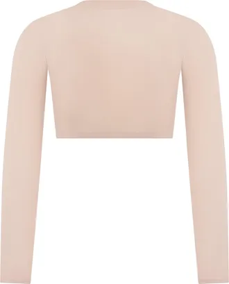 Alaia Womens Cropped Long-Sleeve Top Beige Polyester Tops