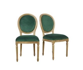 Robin des Bois Juego de 2 sillas medall&oacute;n de terciopelo verde verde abeto