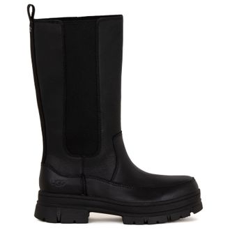 UGG Ashton High Chelsea Full Grain Leather Womens Zip Up Boots - Black - Size:UK 4