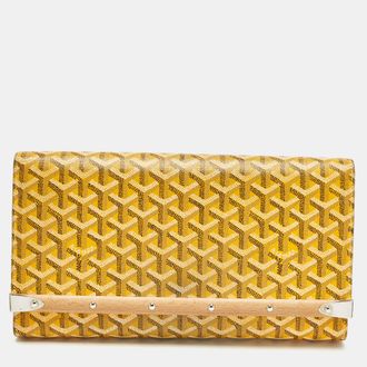 Goyard Monte Carlo Bois Yellow Goyardine Coated Canvas And Leather Clutch