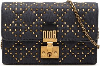 Dior Pre-owned Dior Denim Cannage Studded DiorAddict Wallet on Chain Ladies A0UO3RKEP662V9RO