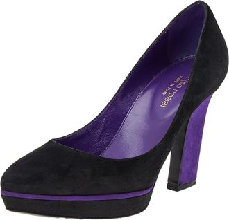 Sergio Rossi Black/purple Suede Platform Pumps